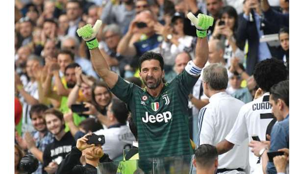 Gianluigi Buffon, 42, signed a one-year contract extension that will keep him at Juventus until the end of next season. (AFP)