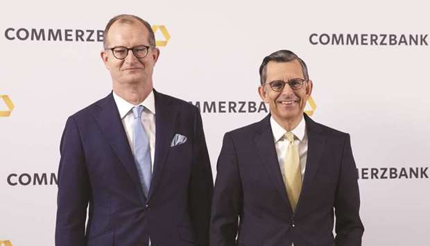 Martin Zielke and Stefan Schmittmann of Commerzbank, at the banku2019s annual general meeting in Wiesbaden, Germany, on May 22, 2019. Although precipitated by a public campaign for change by US activist investor Cerberus, the sudden resignations of both Zielke and Schmittmann as CEO and chairman has come as a shock.