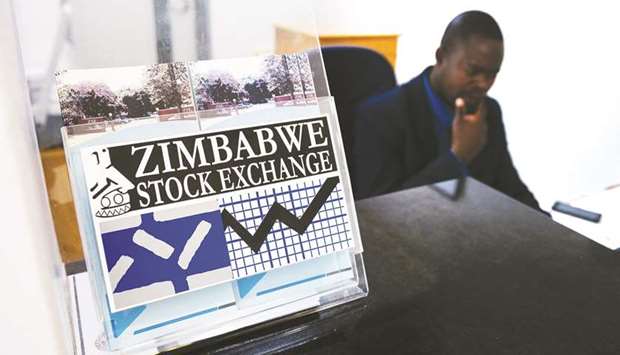 A sign sits on a desk at the Zimbabwe Stock Exchange in Harare (file). The shutdown of the stock exchange and the suspension of large mobile-money transactions, ordered by the countryu2019s security chiefs, is the latest measure that robs investors in Zimbabwe, both local and foreign, of the certainty needed to make decisions.