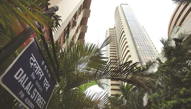 The Bombay Stock Exchange building in Mumbai. In a highly volatile trading session, the Sensex closed 187 points higher while the Nifty settled near 10,800 points yesterday.