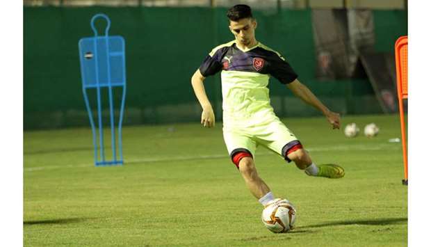 An Al Duhail player trains yesterday ahead of the restart of the QNB Stars League, which will begin from July 24. Before that, leaders Duhail will play friendly matches against Qatar SC on July 11 and Al Kharaitiyat on July 18. Duhail will resume their league campaign on July 25, against Umm Salal at the Al Janoub Stadium.