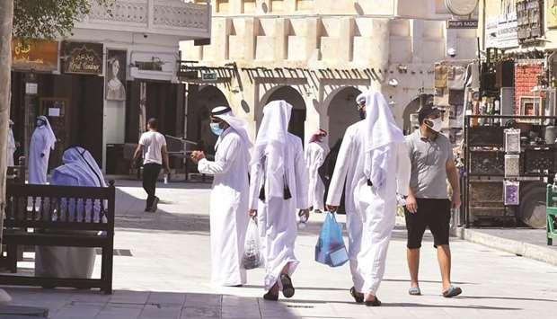 People visiting Souq Waqif in Doha following the phased gradual relaxation of Covid-19 restrictions.