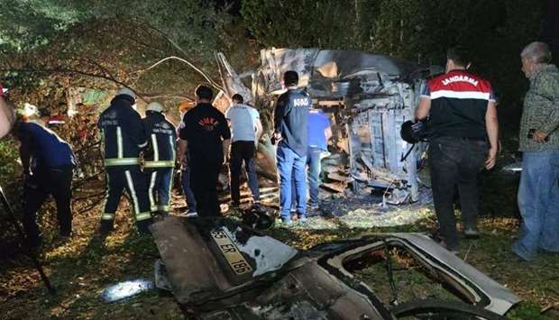 Rescue personnel and security forces inspect the crash scene in Van, Turkey. Photo courtesy of Daily Sabah/IHA Photo