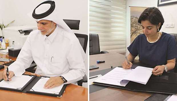 GORDu2019s founding chairman Dr Yousef al-Horr and CESL chief executive Mahua Acharya signing the agreement.