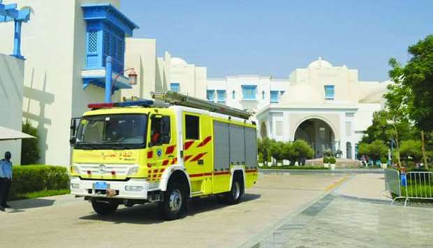 The mock evacuation exercise was carried out for employees working at Hilton Salwa Beach Resort & Villas