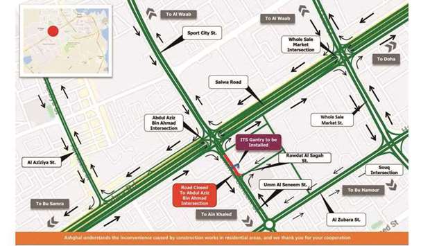 Traffic will be diverted to Rawdat Al Sagah Street from midnight on Sunday until 5am on Monday.