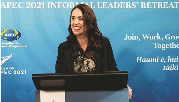 New Zealandu2019s Prime Minister Jacinda Ardern speaking at a press conference after the Apec Informal Leadersu2019 Retreat at the Majestic Centre in Wellington.