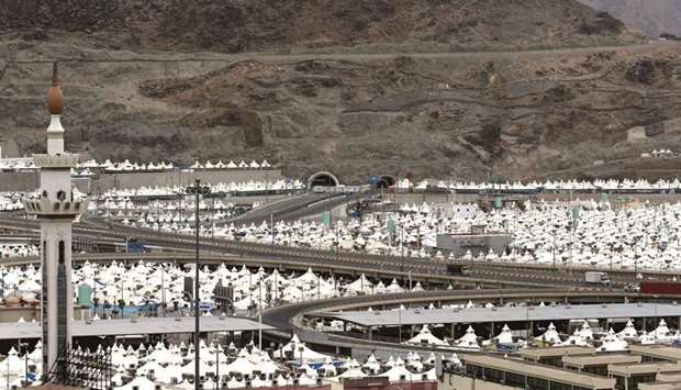 General view of the Mina area during the annual Haj pilgrimage, in the holy city of Makkah.