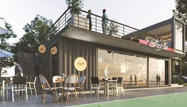 Artist's impression of a cafe, proposed as part of the Ras Bu Abboud Beach development project.