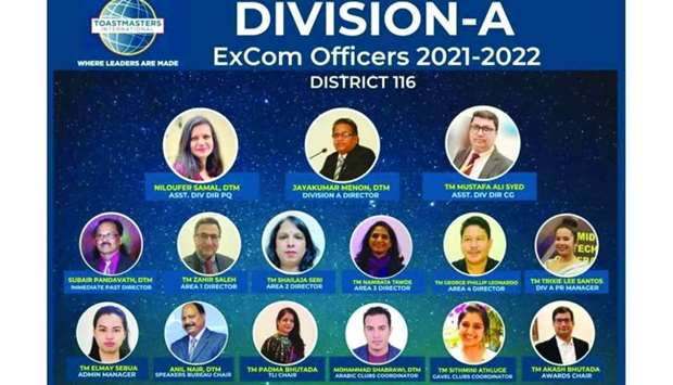 Division A of Toastmasters International, District 116 introduced its newly elected executive committee at the first Division Council Meeting held online on July 19.