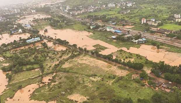 Heavy monsoon rains wreak havoc in Raigad district of Maharashtra, India.