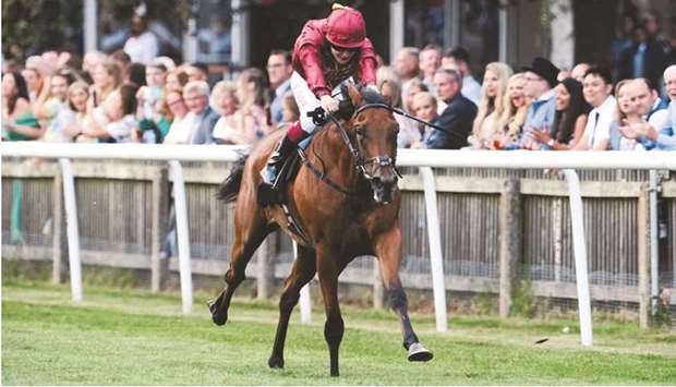 Thousand Oaks won a Class 3 race for three- and four-year-olds at Newmarket Racecourse in UK on Friday. PICTURE: John Hoy