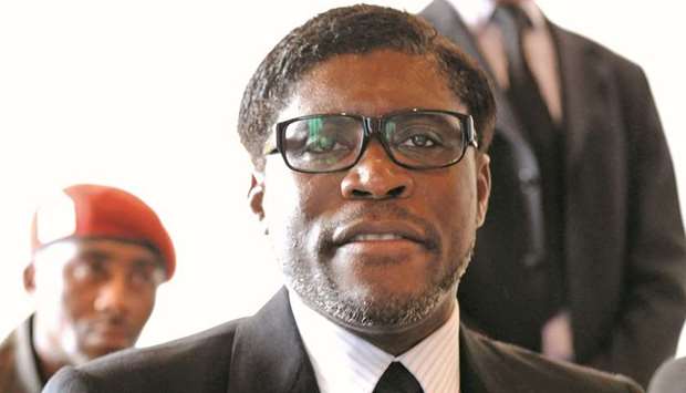 File photo taken on January 24, 2012 shows Teodorin Nguema Obiang, son of the Equatorial Guineau2019s president, in Mbini-Rio Benito, south of Bata.