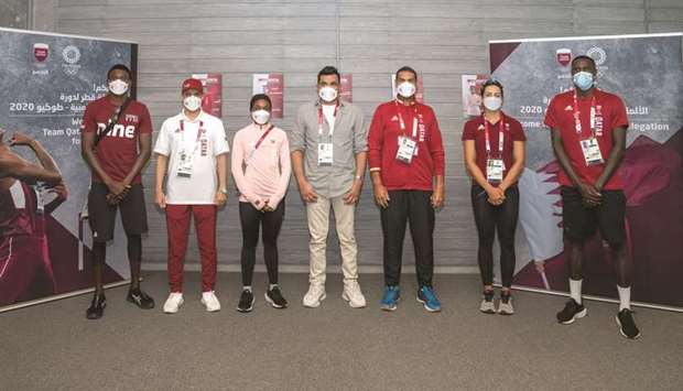 Qatar Olympic Committee President HE Sheikh Joaan bin Hamad al-Thani visited Qatar athletes and delegation at the Olympic Village in Tokyo on Saturday..