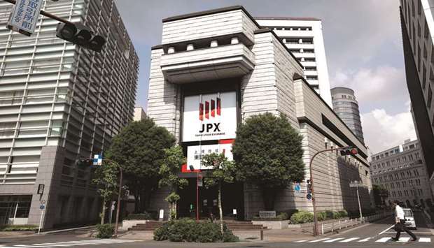An external view of the Tokyo Stock Exchange. The Nikkei 225 closed down 1.4% to 27,581.66 points yesterday.