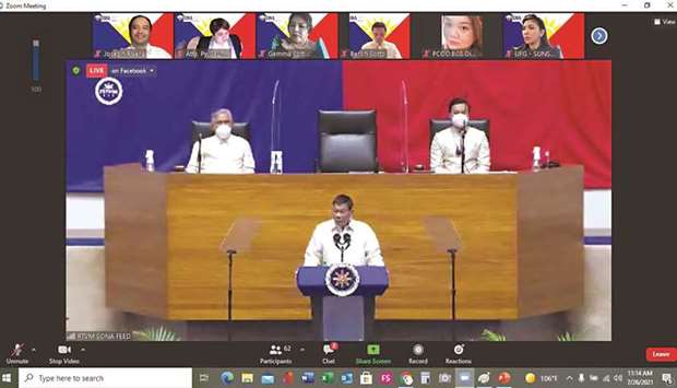 Philippine President Rodrigo Duterte delivering his final state of the nation address.