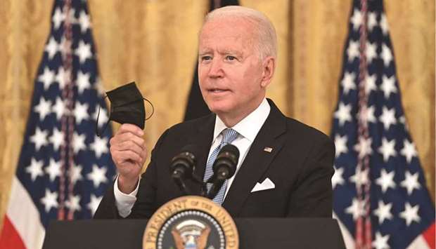 President Biden speaking about Covid-19 vaccinations in the East Room of the White House.