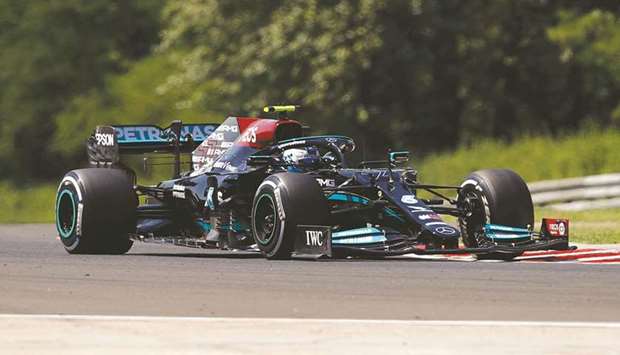 Mercedesu2019 Valtteri Bottas in action during Hungarian Grand Prix practice in Budapest yesterday. (Reuters)