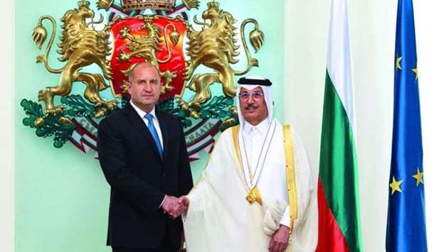 Bulgarian President Rumen Radev meets with the outgoing Qatari ambassador Rashid bin Ali al-Khater