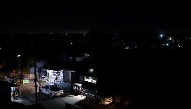 A general view of the city during a power cut in Baghdad, Iraq.