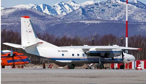 Russian An-26 aircraft with the tail number RA-26085 on the apron at the airport of Patropavlovsk-Kamchatckiy. Russian Emergency Situations Ministry/AFP