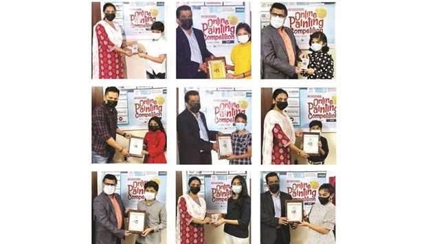 Winners of an interschool online painting competition held in connection with the International Day against Drug Abuse and Illicit Trafficking were recently honoured at a function jointly organised by Anti Smoking Society and International Malayaly.com.