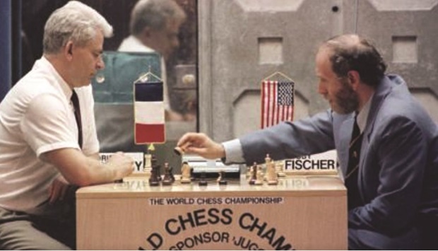 Former world chess champion Bobby Fischer (right) moves a piece during a September 1992 match against his archrival, the Soviet Unionu2019s Boris Spassky, in the Yugoslav resort of Sveti Stefan in this September 3, 1992 file photo. (Reuters)