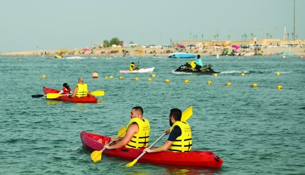 Katara Beach received its visitors from 3pm to 11pm with marine and swimming activities