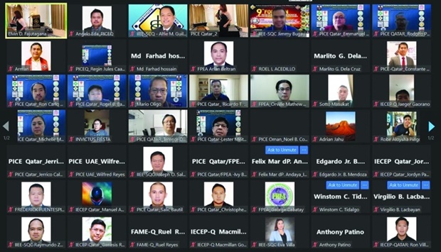 Some of the online attendees of the 1st International Engineers Congress, held in Qatar.