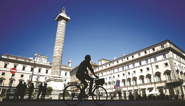 A view of the Prime Ministeru2019s office Chigi Palace in Rome the day after Italian Prime Minister Mario Draghi tendered his resignation to Italian President Sergio Mattarella.