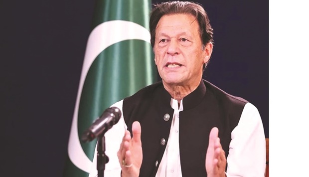 Former prime minister Imran Khan addressing the nation yesterday.