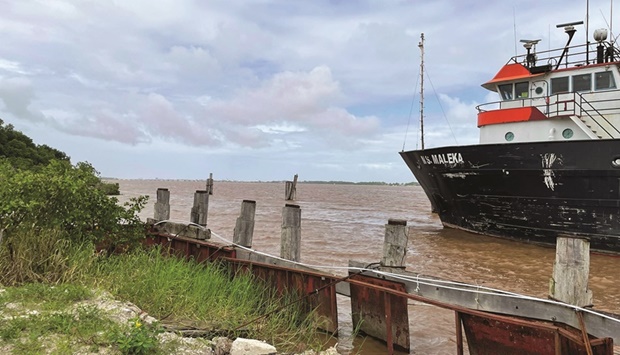 A view of a ship at the construction site of a $30mn marine facility by Guyanese builder Gaico Construction and General Services Inc. in Georgetown, Guyana last February. (Reuters)