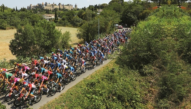 A general view of the peloton during stage 16 of the Tour de France yesterday. (Reuters)