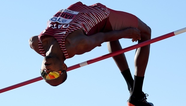 Barshim of Team Qatar competes in the Men's High Jump Final