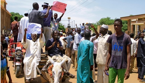 Sudan's Hausa people protest in El-Obeid, capital of North Kordofan state, on Tuesday, demanding justice for comrades killed in a deadly land dispute with a rival ethnic group in the country's south. AFP