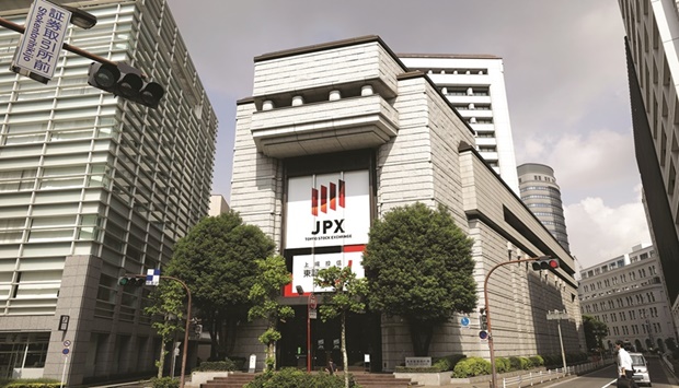 An external view of the Tokyo Stock Exchange. The Nikkei 225 closed up 2.7% to 27,680.26 points yesterday.