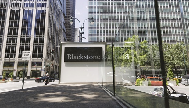 Blackstone Group headquarters in New York. Blackstone, Apollo Global Management, Ares Management Corp, KKR & Co, Antares Capital and the asset management arm of Goldman Sachs Group are cutting the amount of debt theyu2019re providing per deal as recession risk rises.