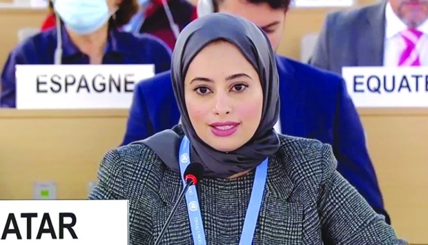 Acting Charge d'Affaires of the Permanent Delegation of Qatar in Geneva Jawhara al-Suwaidi.