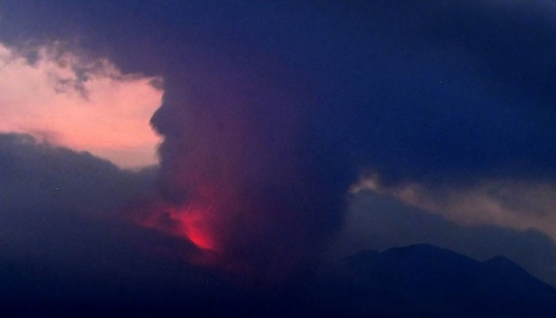 A remote camera image show shows an eruption of Sakurajima in Tarumizu, Kumamoto prefecture, western Japan. Reuters