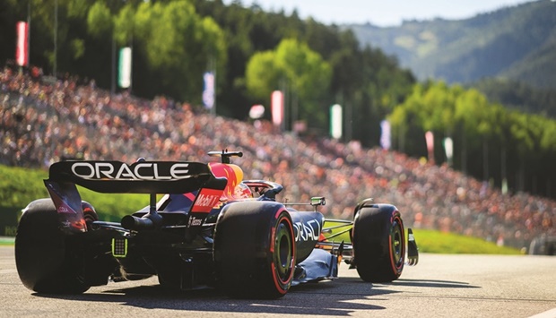 Red Bull Racingu2019s Dutch driver Max Verstappen competes during the qualifying session at the Red Bull Ring Race Track in Spielberg, Austria, yesterday. (AFP)