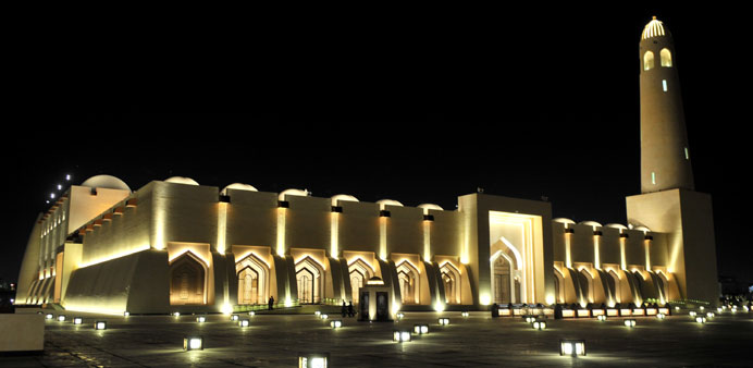 A night view of Imam Muhammad bin Abdulwahab Mosque. PICTURE: Noushad Thekkayil
