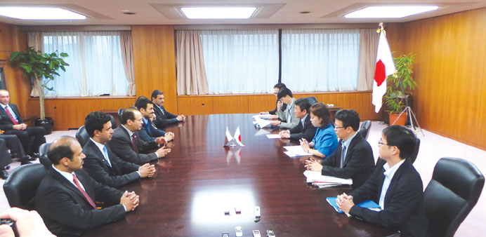 HE al-Sada and the accompanying delegation in talks with a high-level Japanese delegation in Tokyo