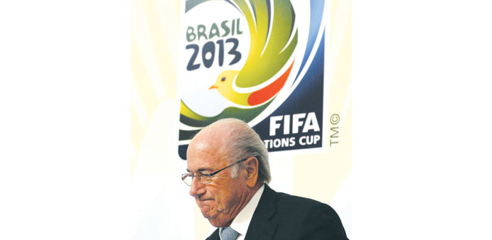FIFA president Sepp Blatter arrives for a media briefing in Rio de Janeiro. (Reuters)