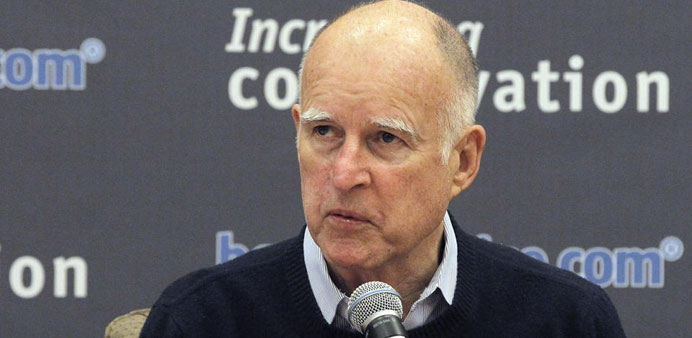 California Governor Jerry Brown during a meeting with water leaders