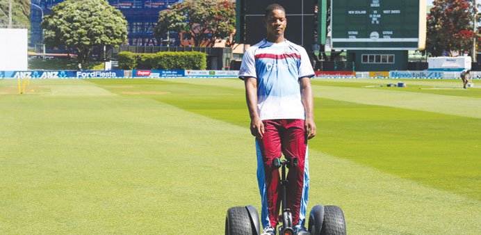 Kieran Powell enjoys a ride on a Segway.