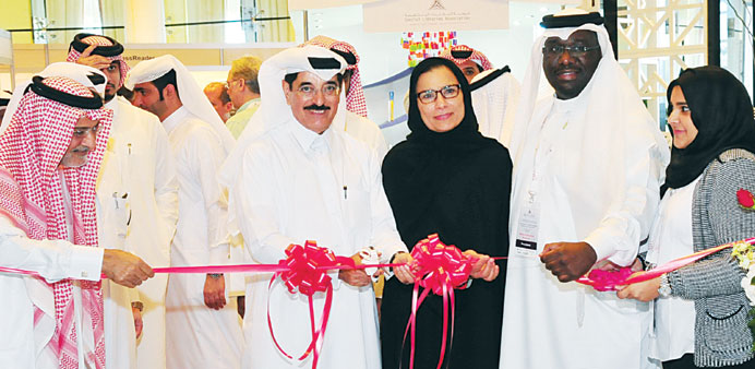 HE Dr Hamad bin Abdulaziz al-Kuwari inaugurating the conference and exhibition as Prof Sheikha al-Misnad and other dignitaries look on.