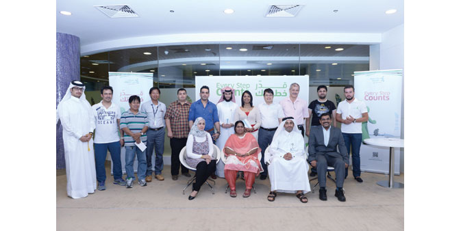 The winners of Aspetaru2019s Ramadan walking competition pose for a photo.