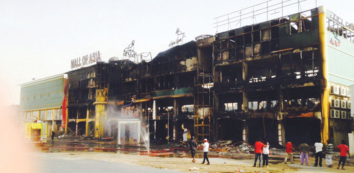 Mall of Asia on Street 16 of the Industrial Area which was gutted in a fire yesterday. 