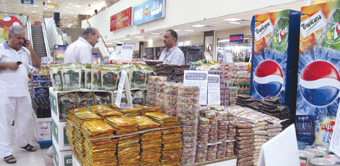 Dried foodstuff suppliers say they expect good business in July on account of Ramadan. The picture shows the dry fruit section of a hypermarket in Doh