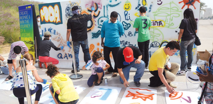 Participants at the graffiti art workshop.